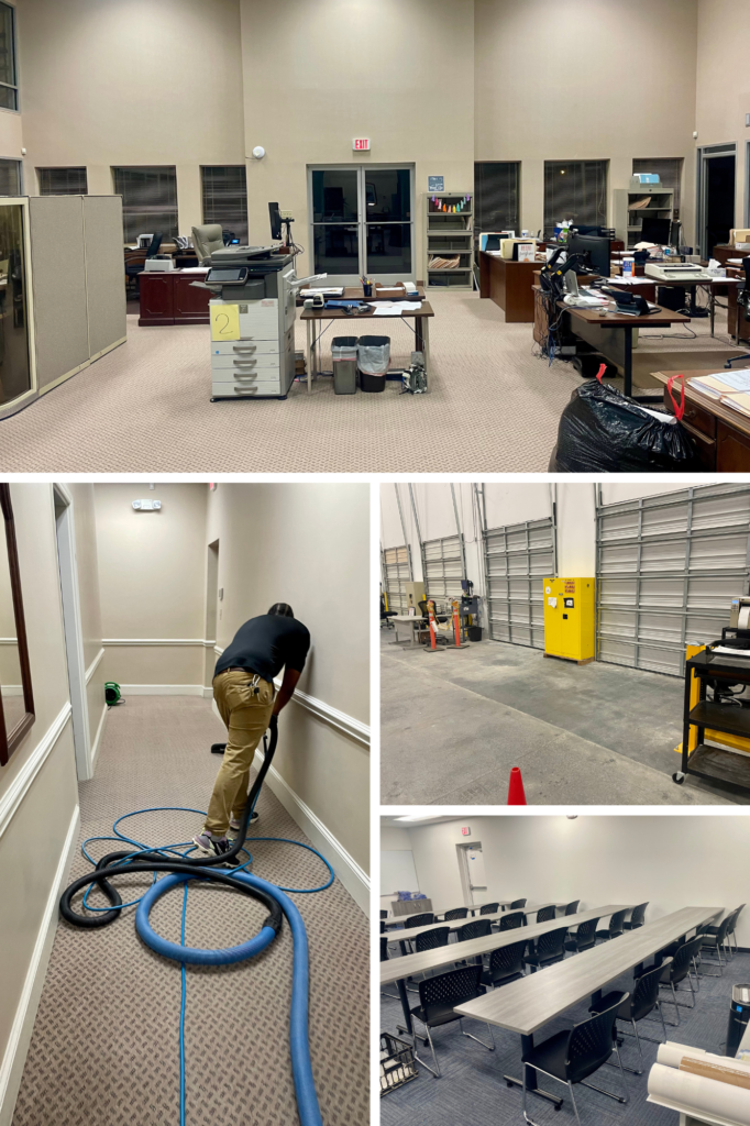 Janitorial services at different locations.